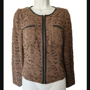 Indiwoman Y2k Brown Lace Zip-Up Blouse
